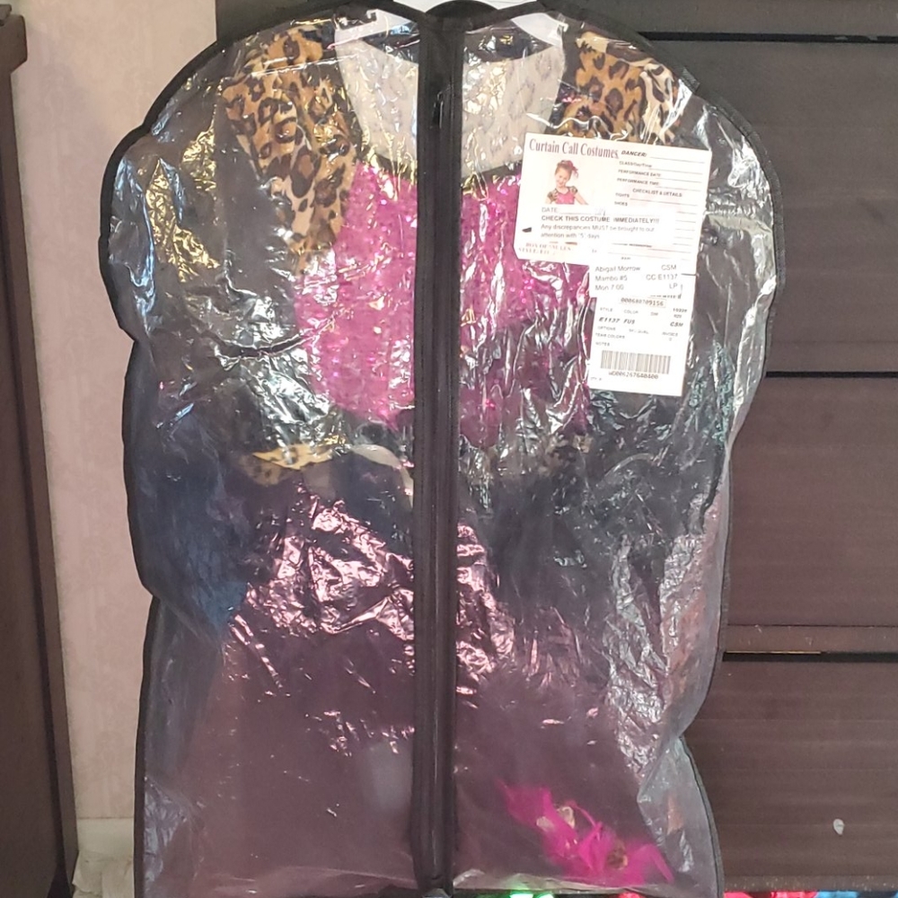Pink and Brown Dance Costume with Sequin Bodice and Animal Print - Picture 4 of 4
